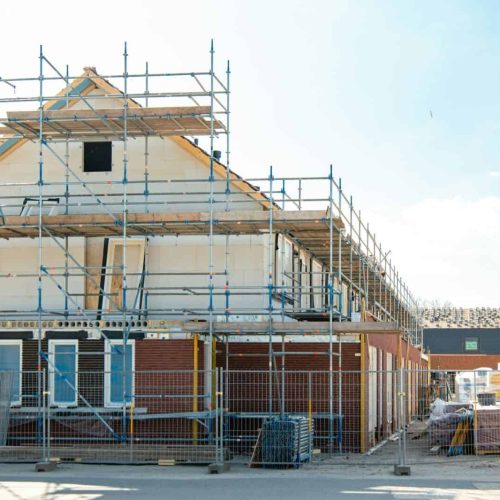 construction site of building new house, Dutch Suburban area with modern family houses