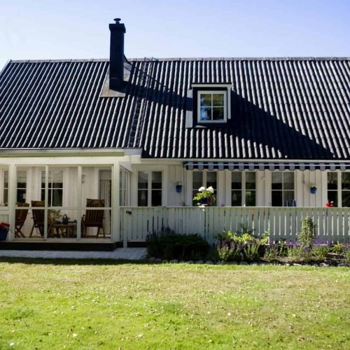 Exterior of house against clear sky