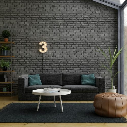 Loft style interior design 3D rendering