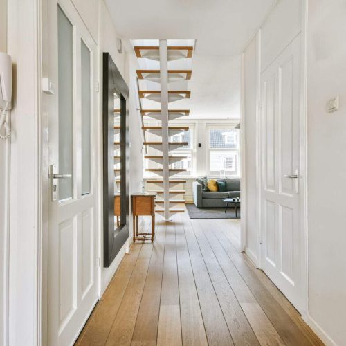 Mind-blowing stylish corridor with wood floor